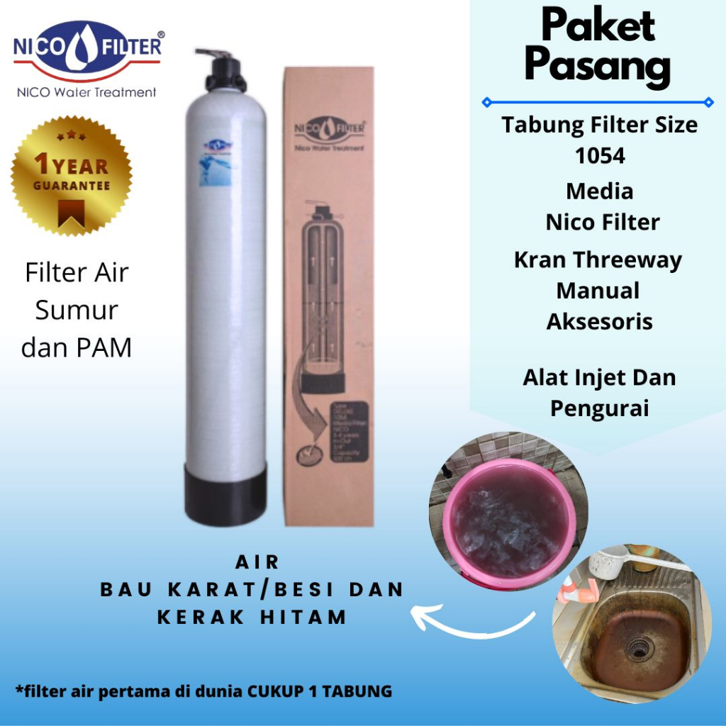 Jual Filter Air Nico untuk Air Sumur / PAM Bergaransi 1054 Pasang