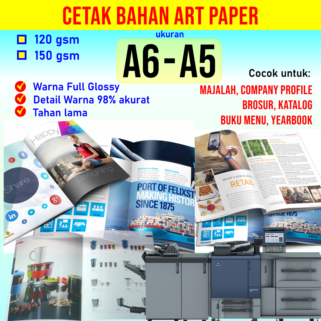 Jual PRINT CETAK BAHAN Art Paper 120 150 Gsm Ukuran B5 A4 F4 - Majalah ...