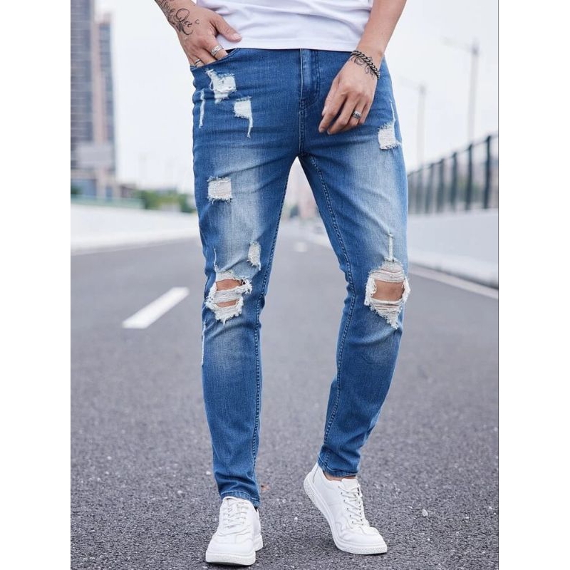 Jual ripped jeans navy | Shopee Indonesia