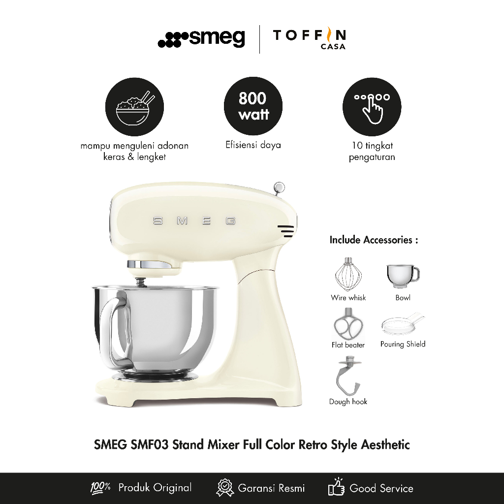 Jual SMEG Stand Mixer Full Color 4,8 L 50's Retro Style SMF03