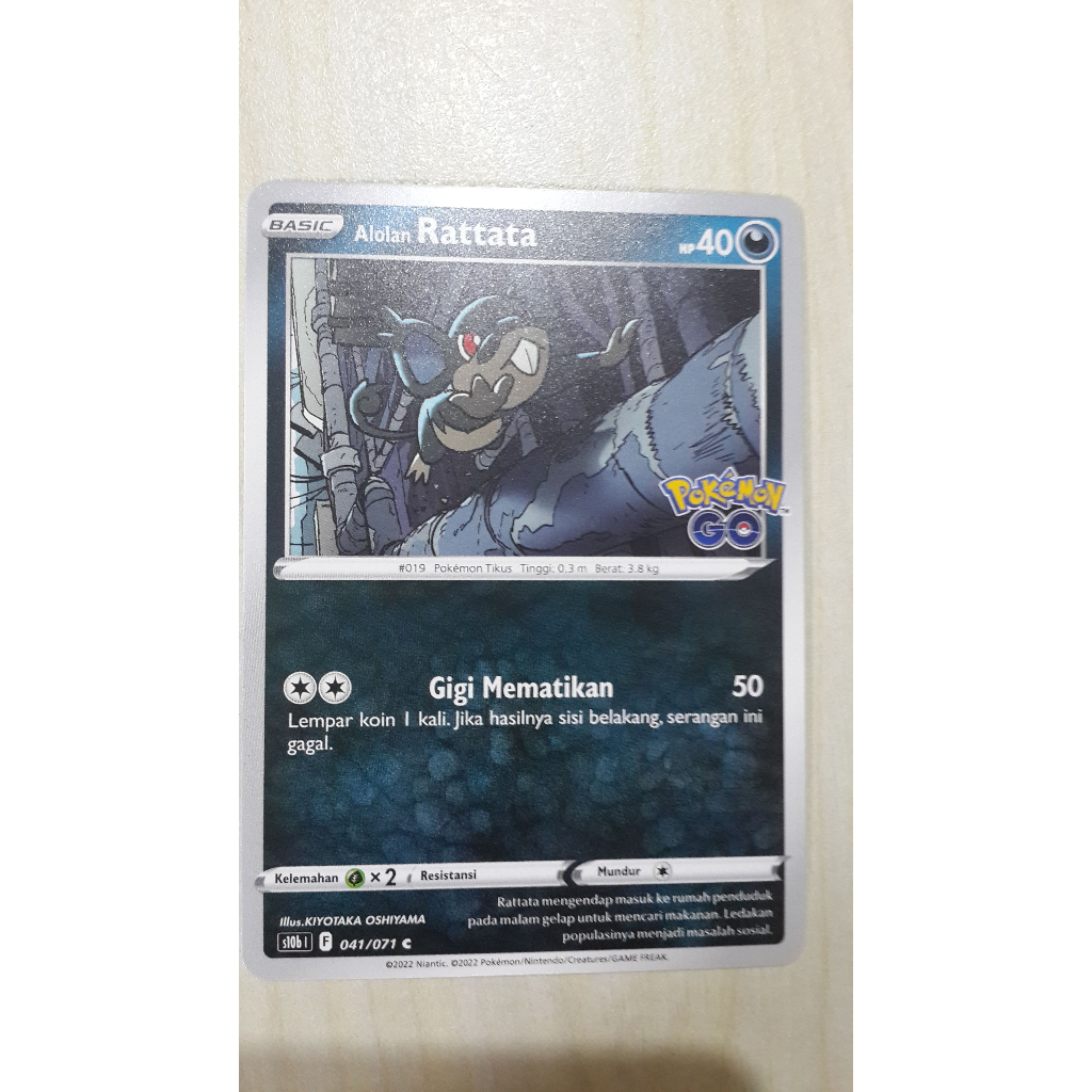 Jual POKEMON TCG INDONESIA ALOLAN RATTATA EDISI POKEMON GO S10B 041/071 ...