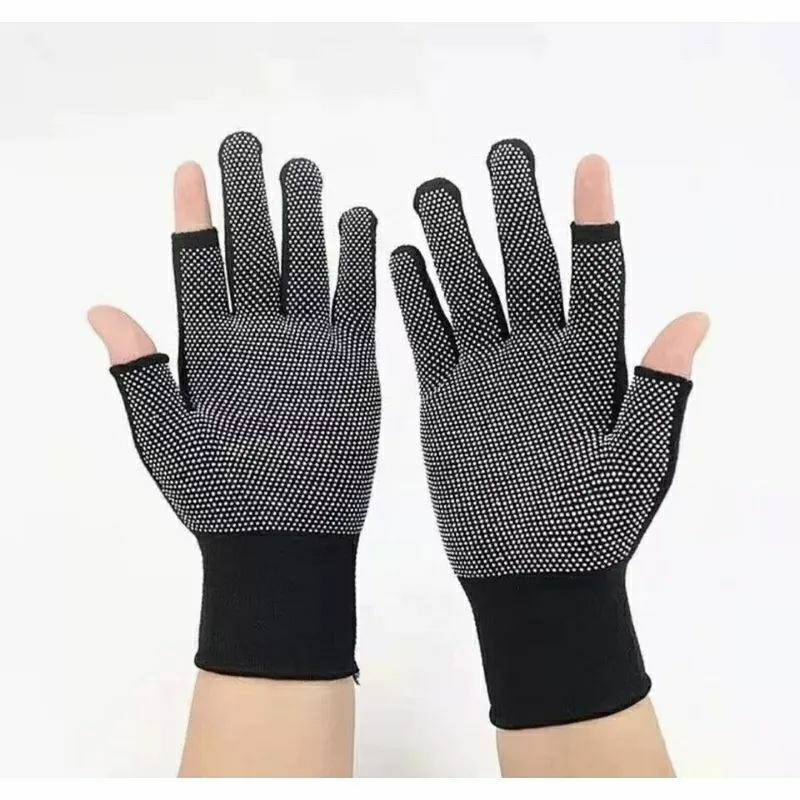 Product image Sarung Tangan Anti Slip Half Finger 2 Jari Hitam Memancing Motor Gym