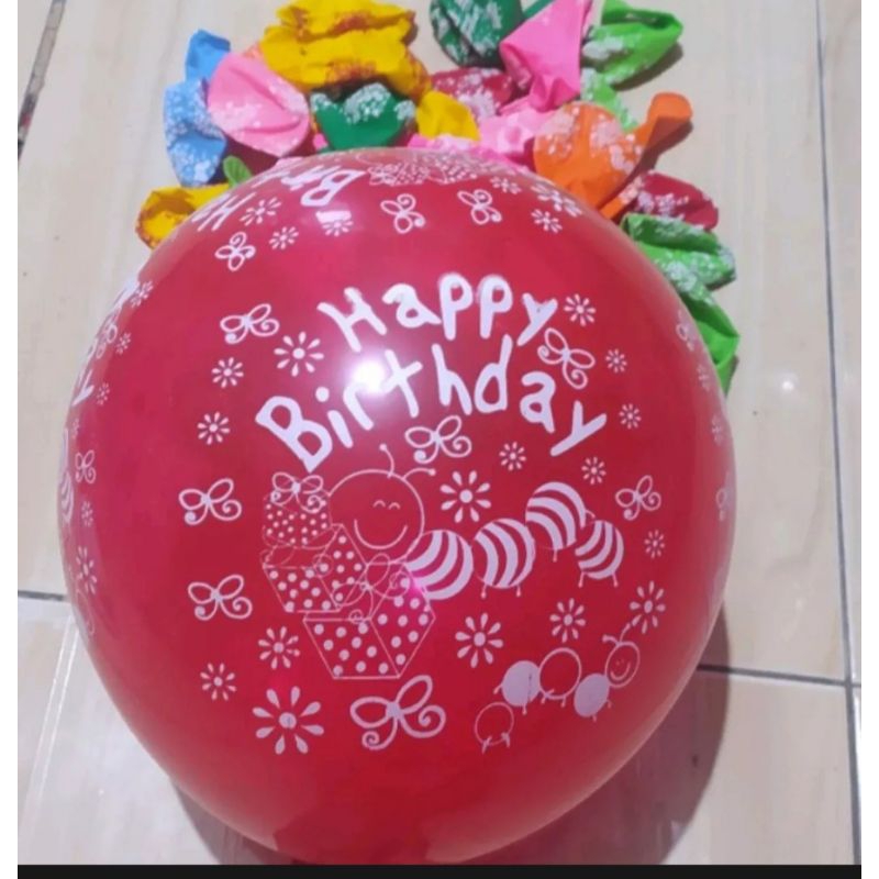 Jual 100 Pcs Balon HBD Happy Birthday Balon Motif / Balon Ulang Tahun ...