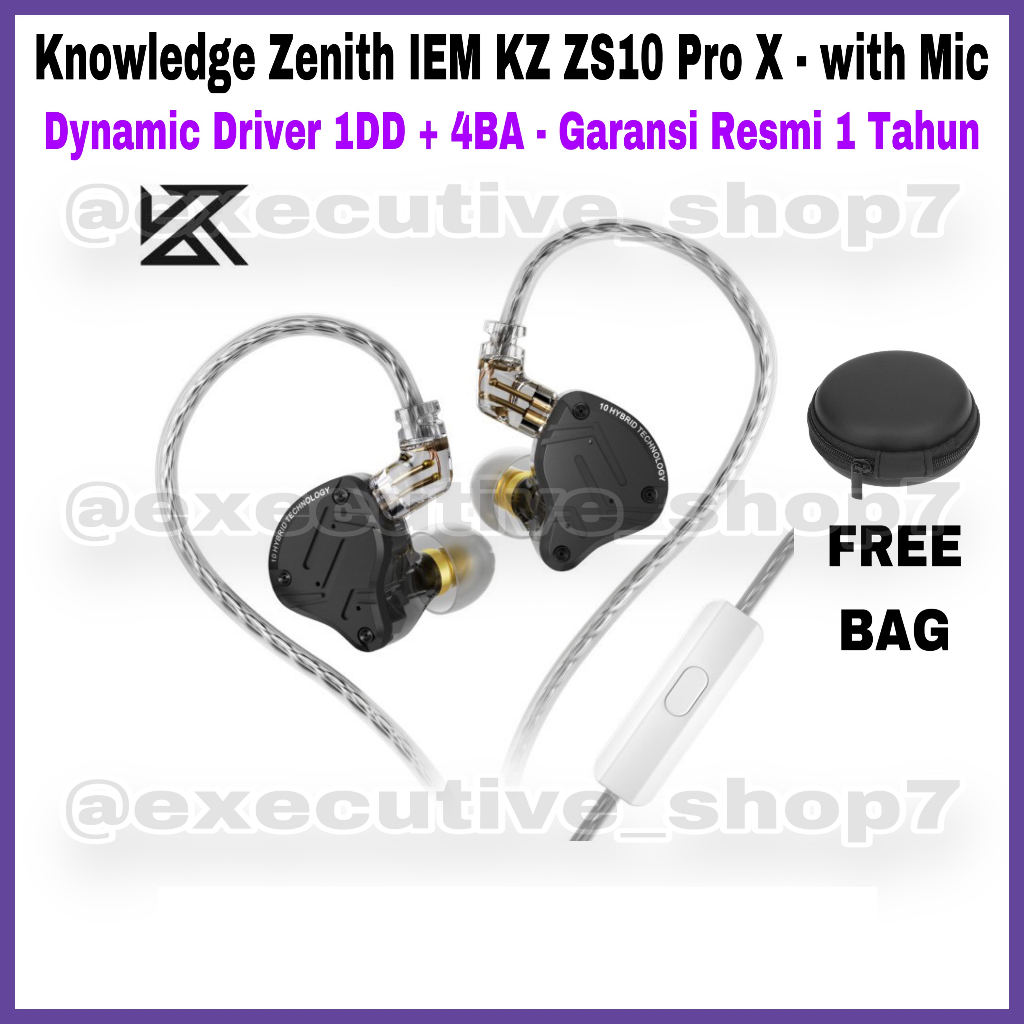 Jual Knowledge Zenith IEM KZ ZS10 Pro X - with Mic - Dynamic Driver 1DD ...