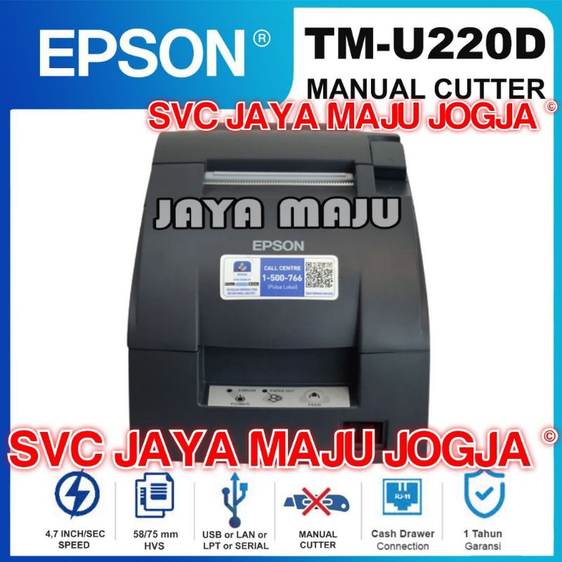 Jual Epson Tm U220 D Manual Cutter Usb Ethernet Lan Parallel Lpt Serial Rs232 3009