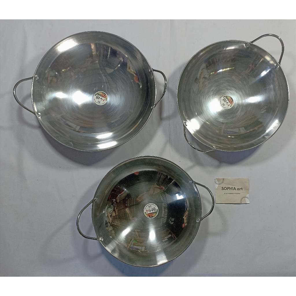 Jual WAJAN STAINLESS STEEL KUALI BMW PENGGORENGAN KIRCHEN WARE WOK PAN ...