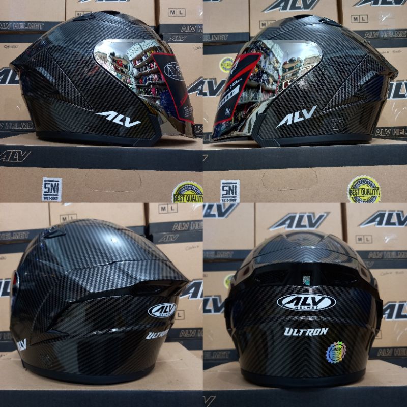 Jual HELM ALV ULTRON KARBON BLACK SINGLE VISOR | Shopee Indonesia