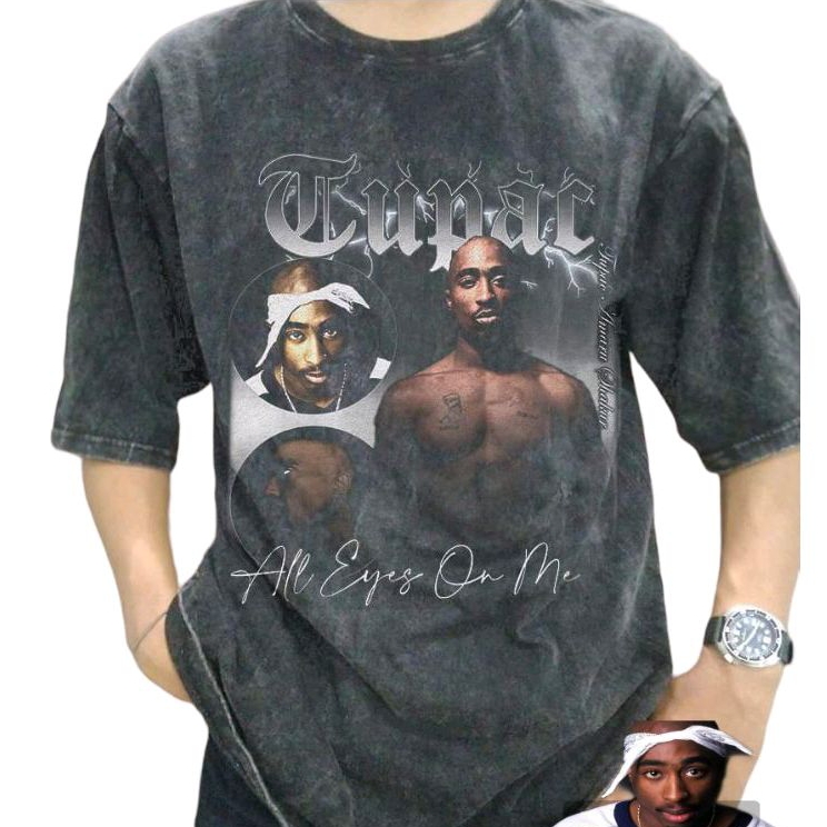 Maglietta Tupac All Eyez On Me Mister Tee - T-shirt Oversize Uomo - Foto 12
