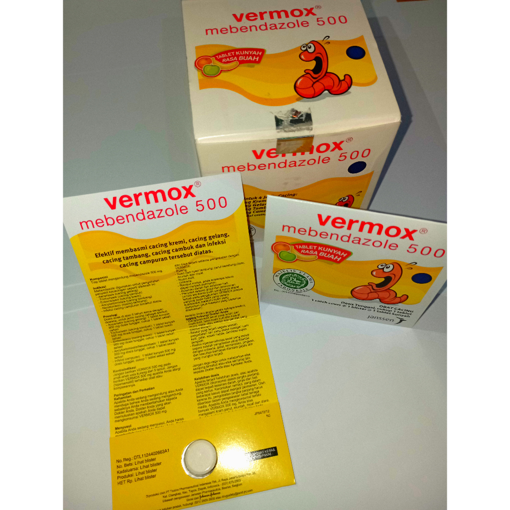 Jual VERMOX 500 MG 1 TABLET KUNYAH - Obat Cacing Rasa Buah | Shopee ...