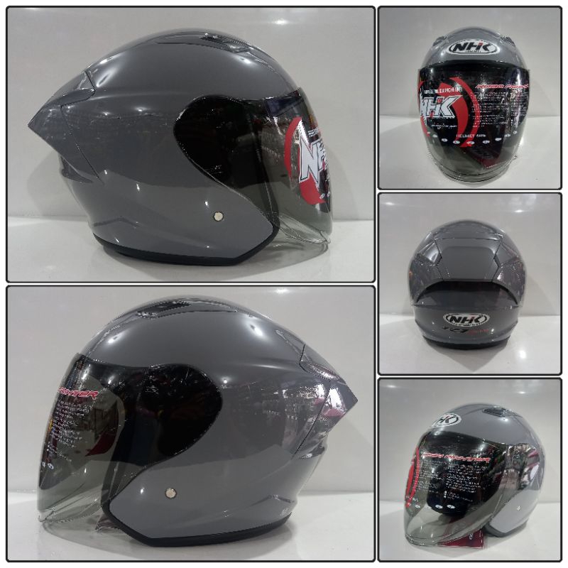 Jual HELM HALF FACE NHK R1 ELITE SOLID SINGLE VISOR DIM GREY GLOSY ...