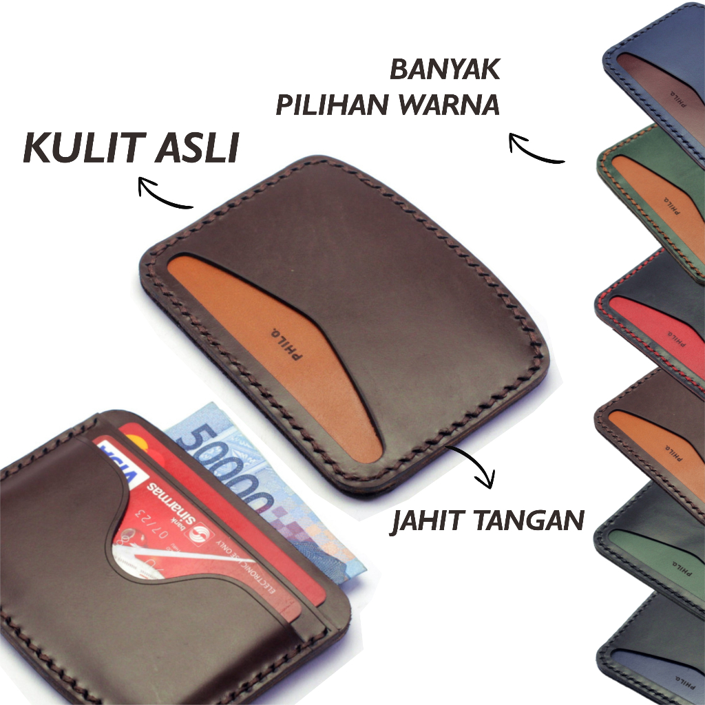 Jual Dompet Kartu Dua Warna Card Wallet - Slim Wallet Jahit Tangan ...
