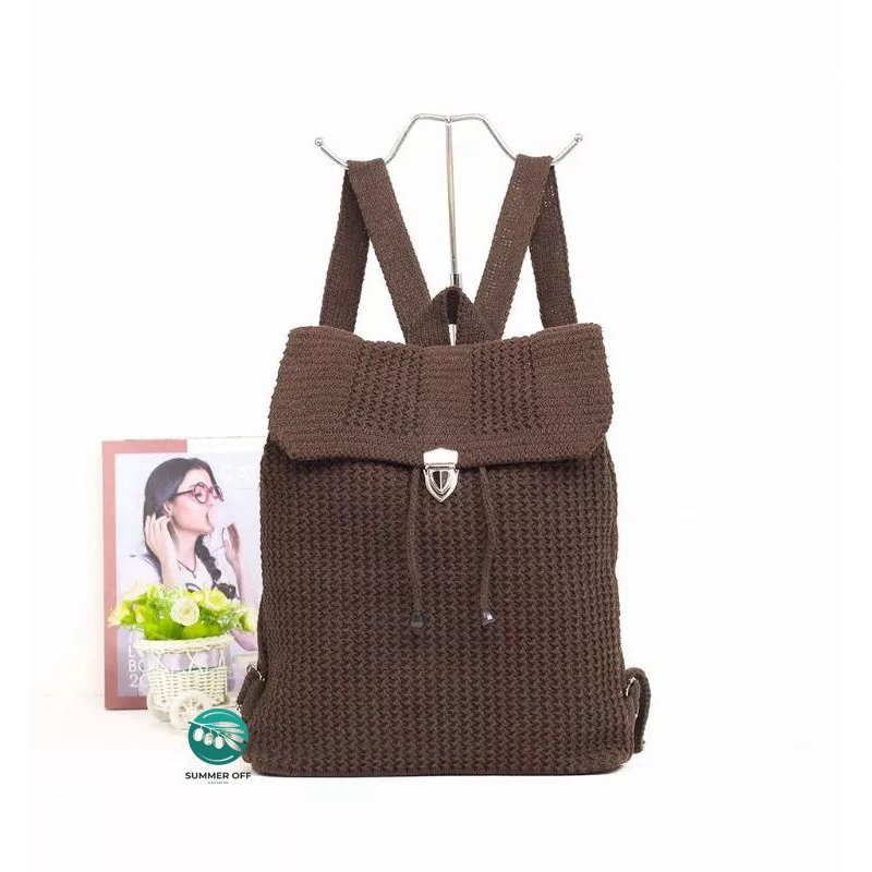 Jual Tas Rajut Ransel Wanita Motif Polos | Shopee Indonesia