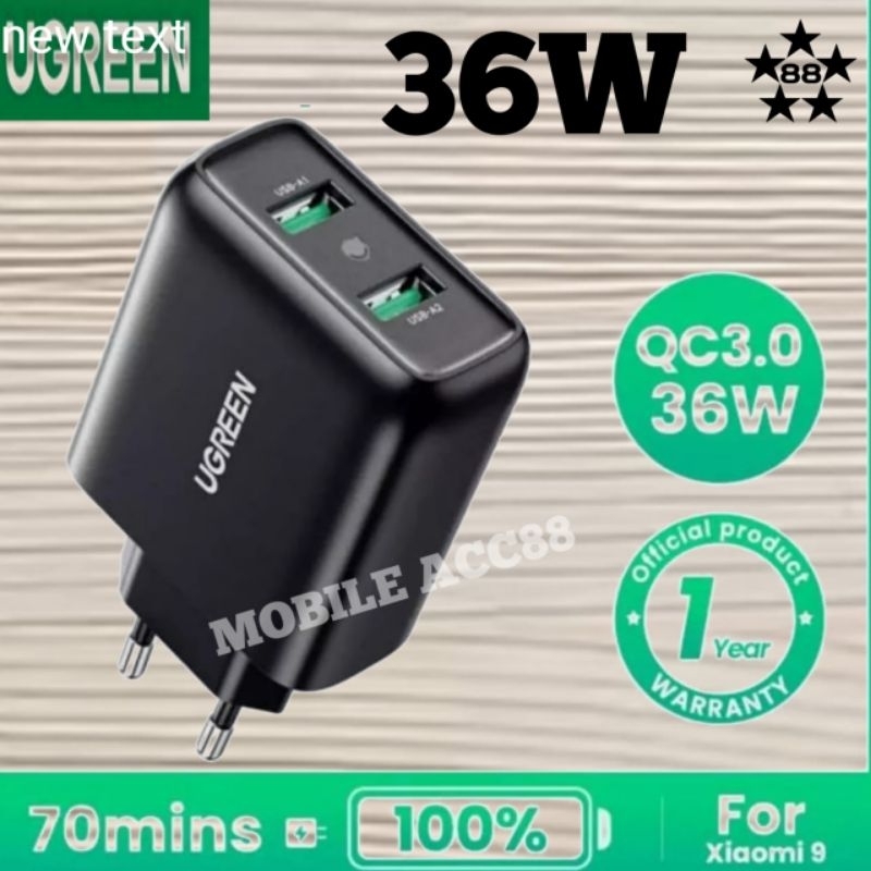 Jual Ugreen Charger Qualcomm Qc Watt Dual Usb Ports Fast Charging Shopee