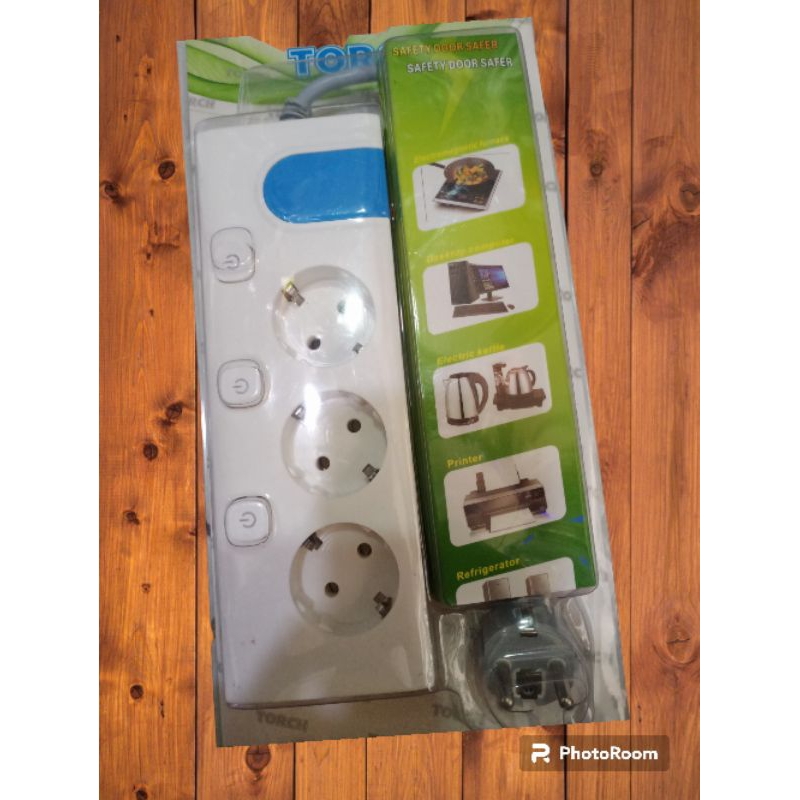 Jual Stop Kontak + Switch On/Off Merek TORCH 3-4 Lubang 3 Meter SNI ...
