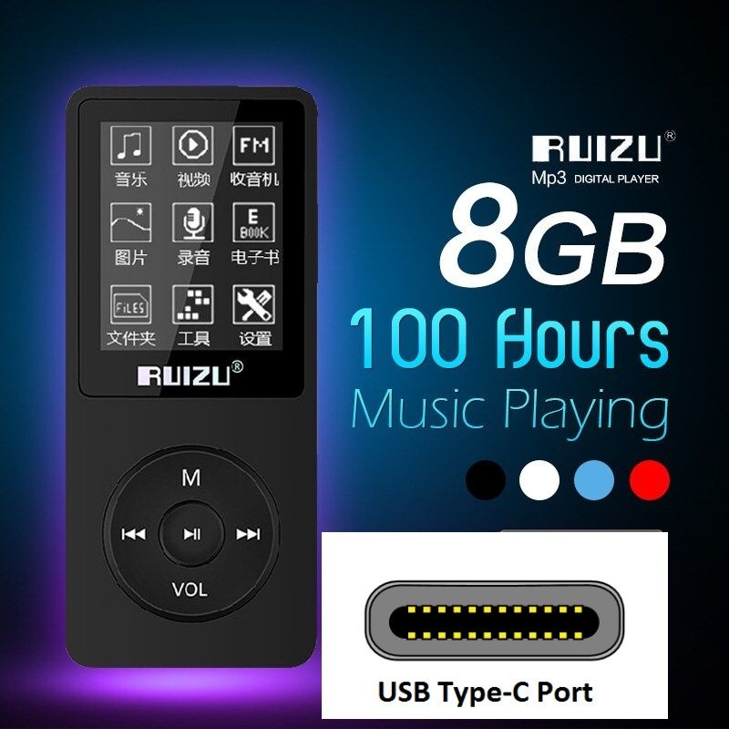 Jual Ruizu X02 USB Type C Ultrathin MP3 Player 4GB 8GB 16GB Pemutar