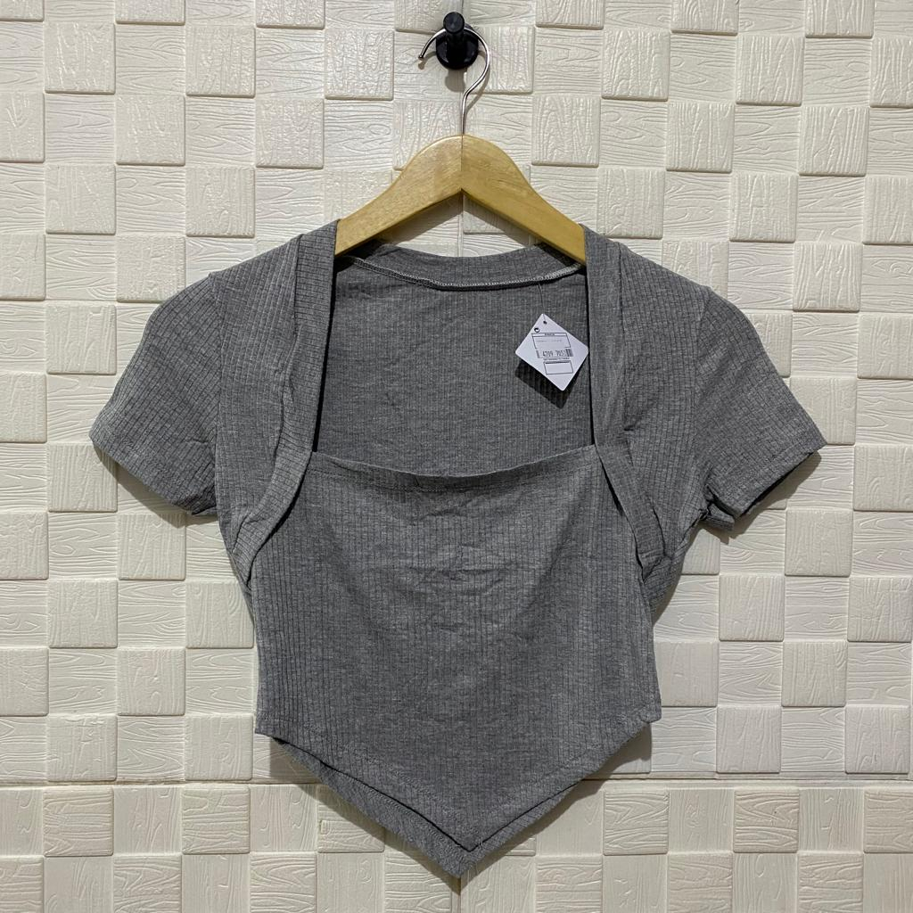 Jual atasan rajut kerah kotak lengan pendek wanita/kaos wanita terbaru ...