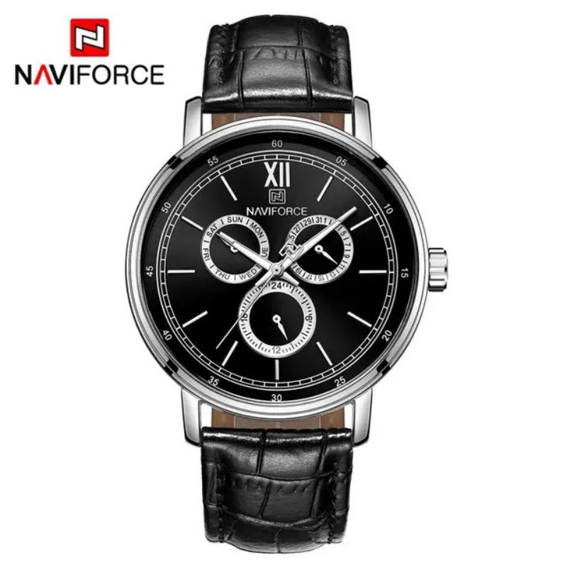 Jual jam tangan pria original naviforce lingkar chronograph NF 3002 strap kulit diameter 4 5cm free box exclusive kartu garansi Shopee Indonesia