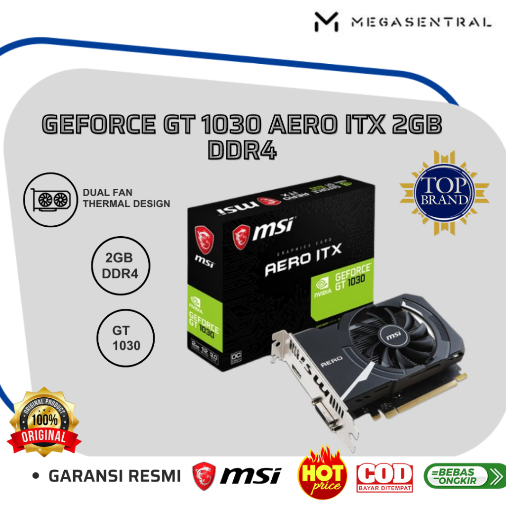 Jual MSI GeForce GT 1030 AERO ITX 2GD4 2GB GDDR4 OC - VGA GT1030 DDR4 ...