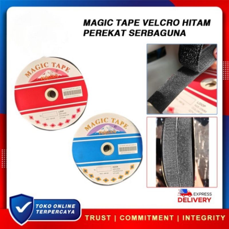 Jual MAGIC TAPE VELCRO HITAM PEREKAT MEREK FUJISAN 20METER Serbaguna ...