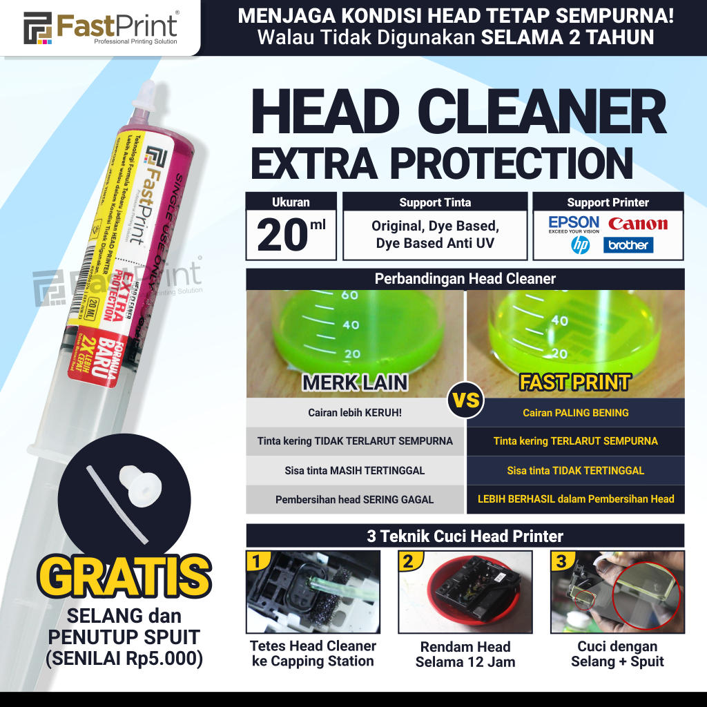 Jual Head Cleaner Extra Protection 20ML Pembersih Head Printer | Shopee ...