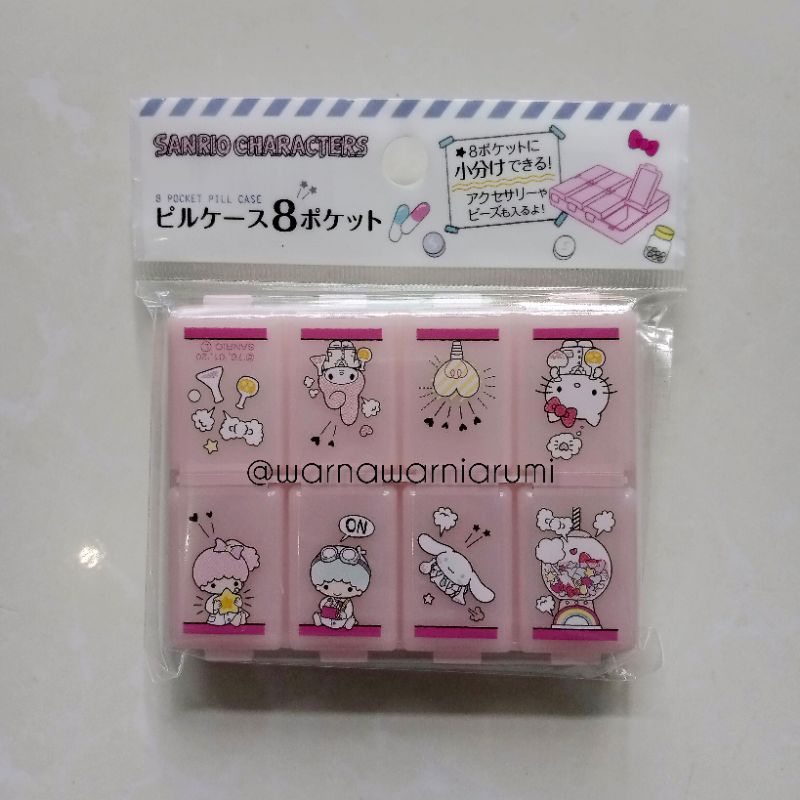 Jual Daiso Kotak Obat Sekat 8 , medicine Pill Case Sanrio, kotak obat