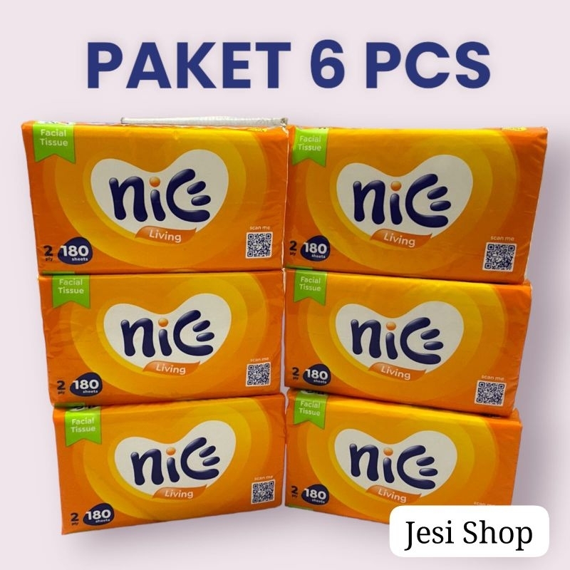 Jual ‼️ PAKET HEMAT ISI 6‼️ Tissue Facial Nice 180 Sheet - 2 ply ...