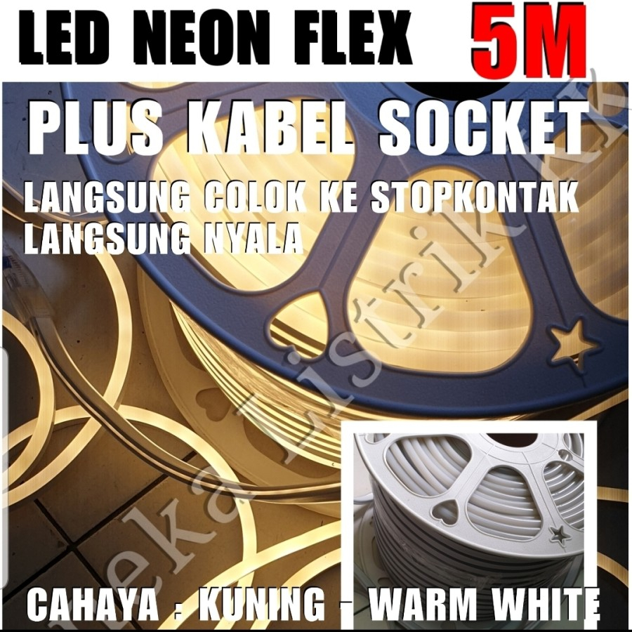 Jual LED NEON FLEX 5M 220V KUNING FLEXIBEL 5 M METER FLEXIBLE SELANG ...