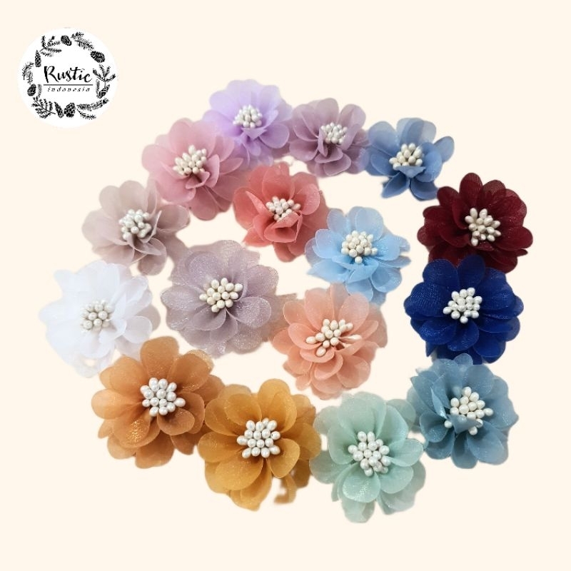 Jual 1 Kuntum 4cm Bunga Kain Handmade Dahlia Putik Bahan Kerajinan