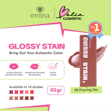 ❤ BELIA ❤ EMINA Glossy Stain 3g Moisturizing Lip Tint Gel Finishing Glossy