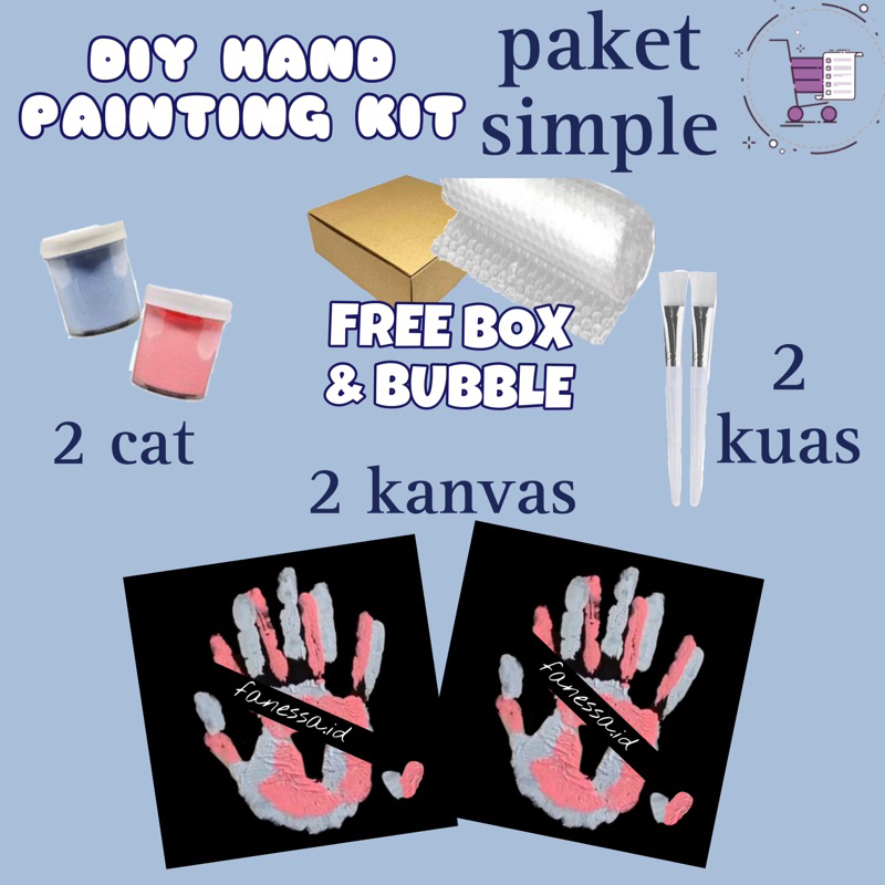Jual (free box)PAKET SIMPLE CAP TANGAN KANVAS COUPLE HAND PAINTING