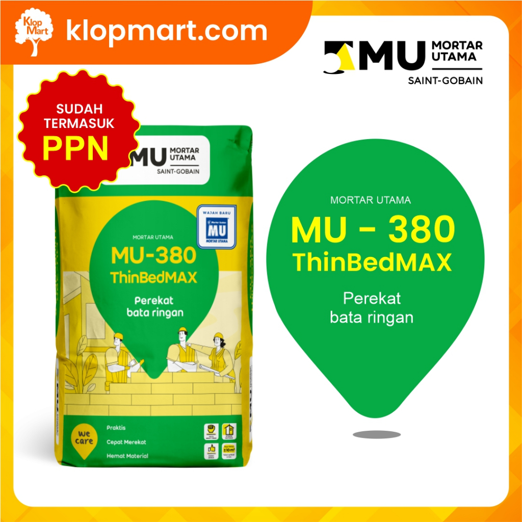 Jual Mortar Utama MU-380 ThinBedMAX Perekat Bata Ringan 40kg | Shopee ...