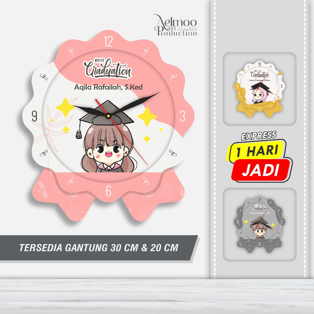 Jual Jam Dinding Custom Graduation Unik Kado Lulus | Shopee Indonesia
