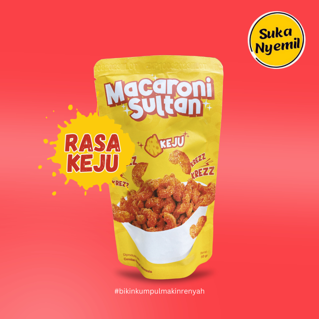 Jual Suka Nyemil Macaroni Sultan Rasa Keju 50 Gram Jajanan Viral