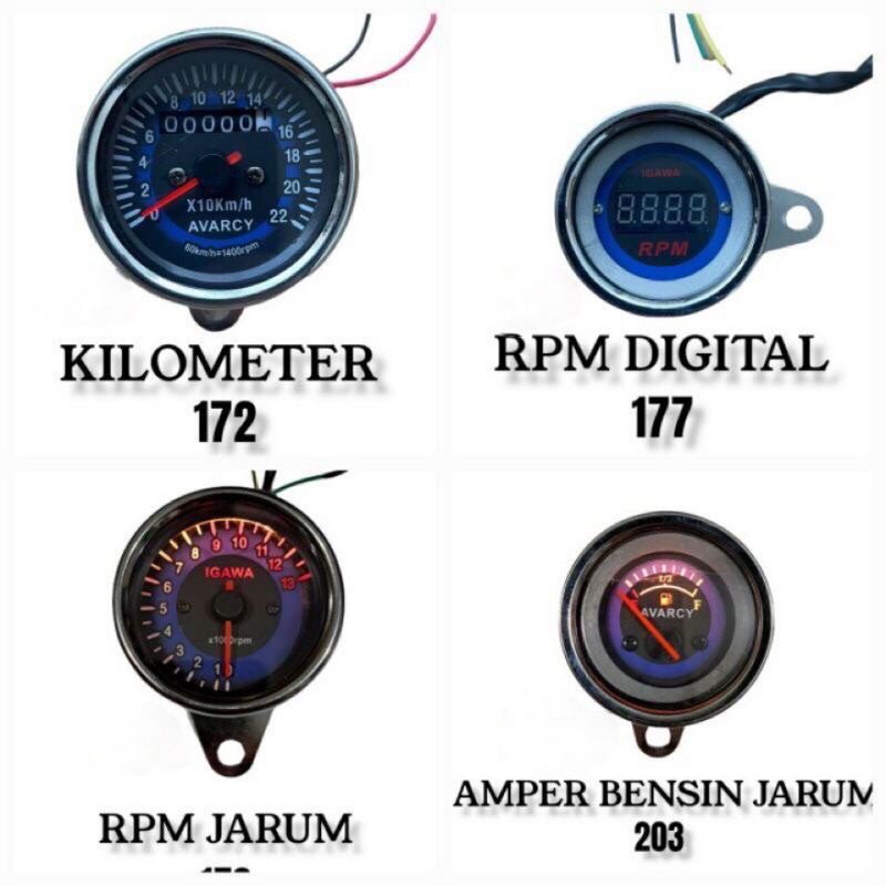 Jual SPEEDOMETER AMPER BULAT CROME IGAWA KILOMETER RPM MANUAL RPM ...