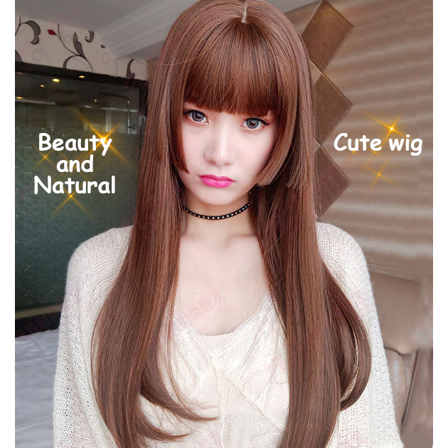 Jual Wig Women Long Hair Natural dan Realistic Wig Straight DOONA