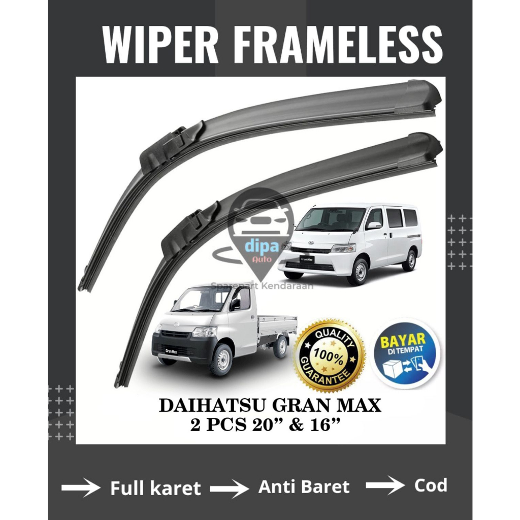 Jual Wiper Frameless Full Karet Daihatsu Gran Max D Blind Van Pick Up Pickup Wiper Blade Depan