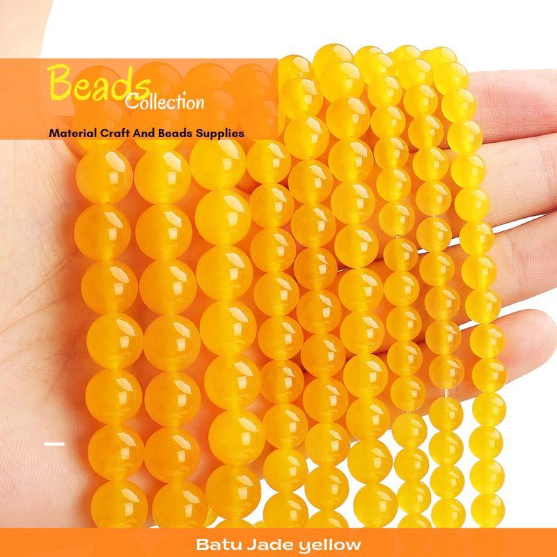Jual Manik-Manik Batu Kristal Jade Yellow Kuarsa Bulat Warna Kuning ...