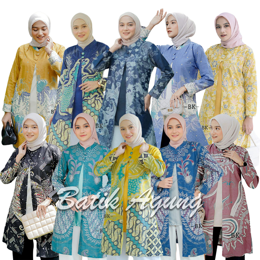 Jual Model Baju Batik Wanita Terbaru 2023 Atasan Lengan Panjang Tunik