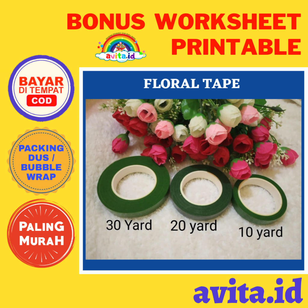 Jual avita.id Floral Tape 30 yard / Selotip Daun / Floral tape Green