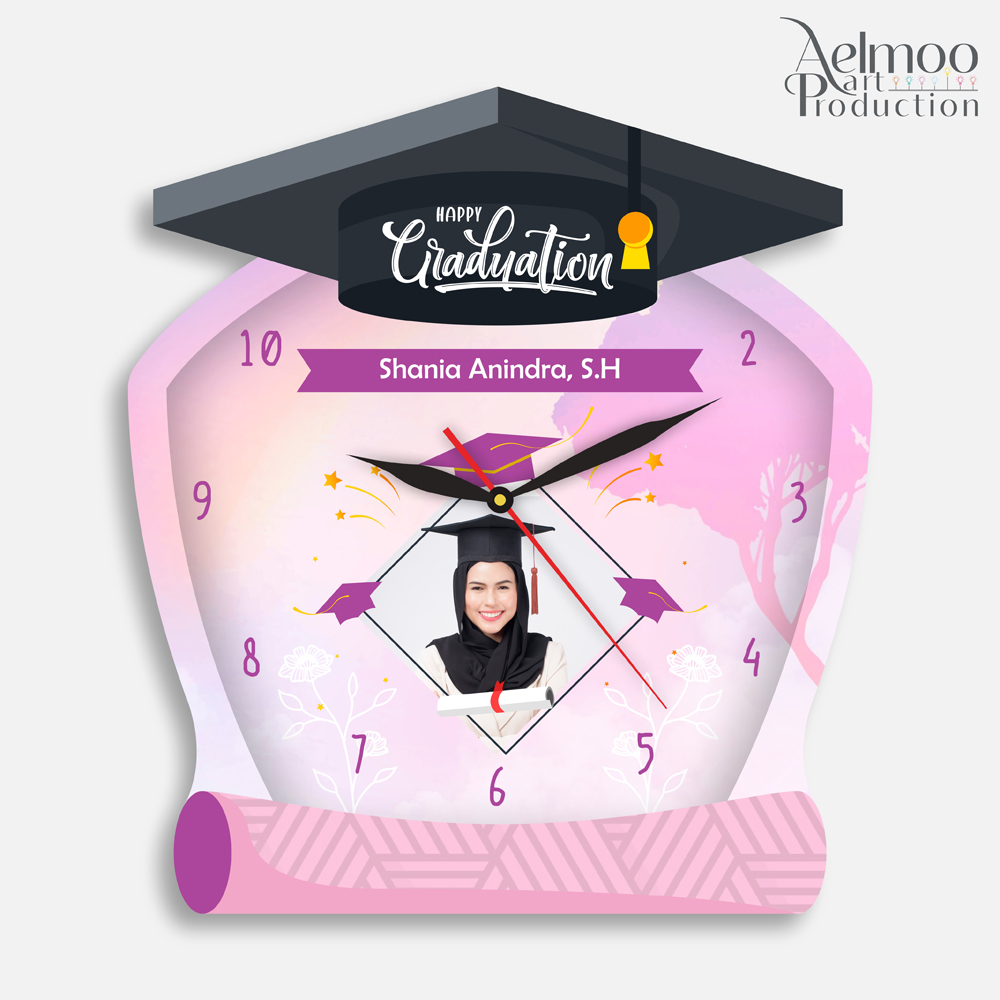 Jual JAM DINDING UNIK GRADUATION FOTO WALL CLOCK CUSTOM LULUSAN SEKOLAH ...