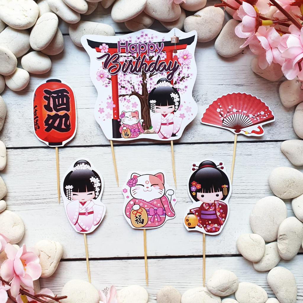 Jual SK Japan Sakura Girl Japanese Kawaii Cute Birthday Cake Topper ...