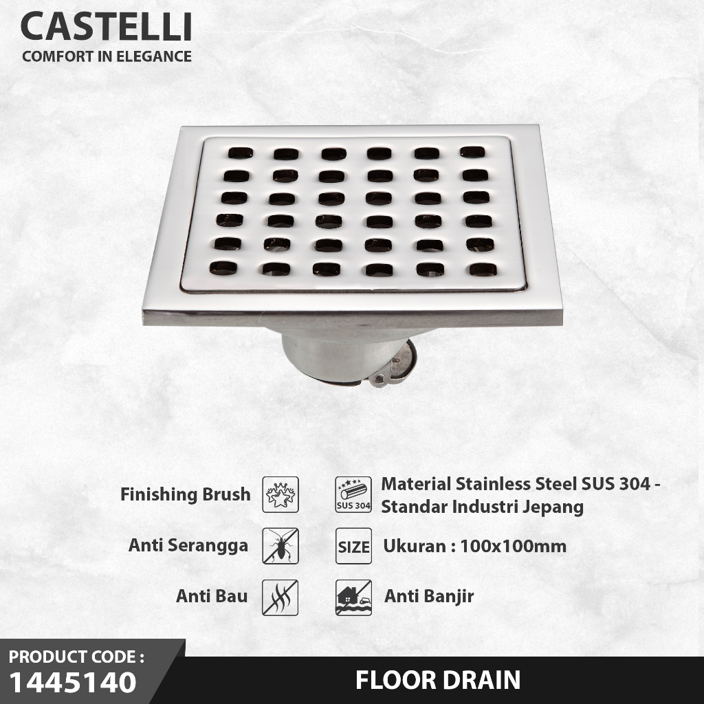 Jual Floor Drain Castelli Saringan Pembuangan Air Kamar Mandi Model