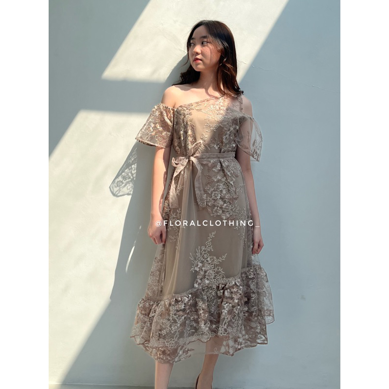 Jual dress pesta wanita elegan party dress brokat premium F172 | Shopee  Indonesia