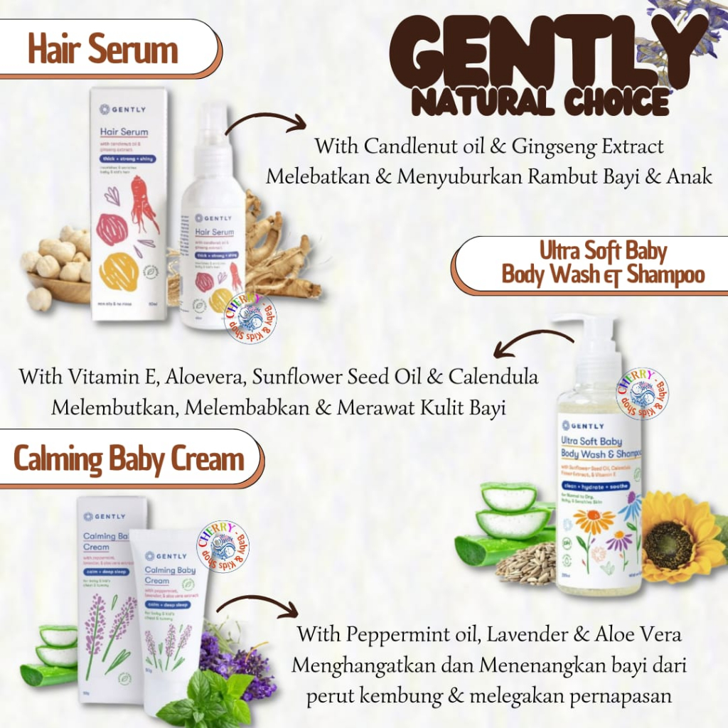 Jual Gently Calming Baby Cream / Hair Serum / UltraSoft Wash & Shampoo ...