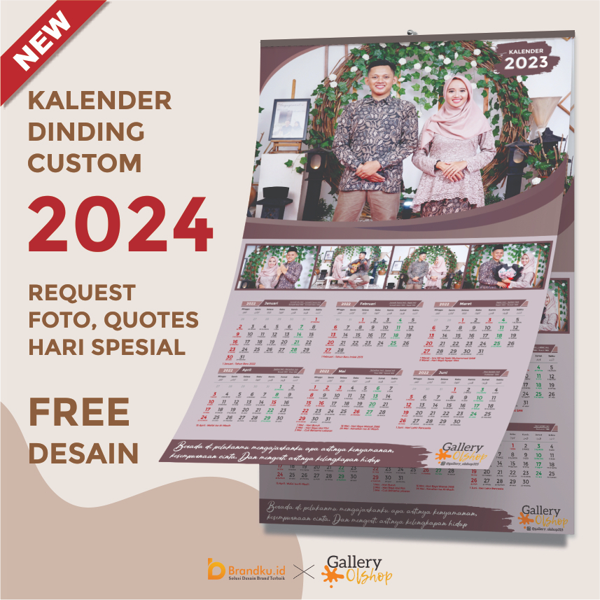 Jual Kalender Dinding 2024 Custom Kalender Desain Modern Elegant Kalender Foto Sendiri Kalender 9914