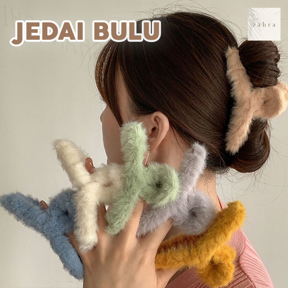 Jual Jepit Jedai Bulu Hair Claw Korean Accessories Jepitan Aksesoris