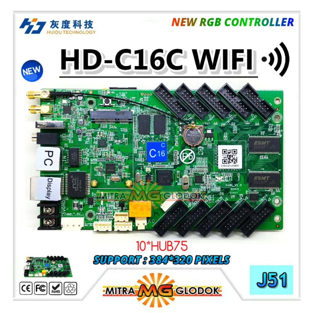 Jual CONTROLLER HD C-16-C WIFI HUIDU RUNNING TEXT FULL COLOR RGB NEW ...