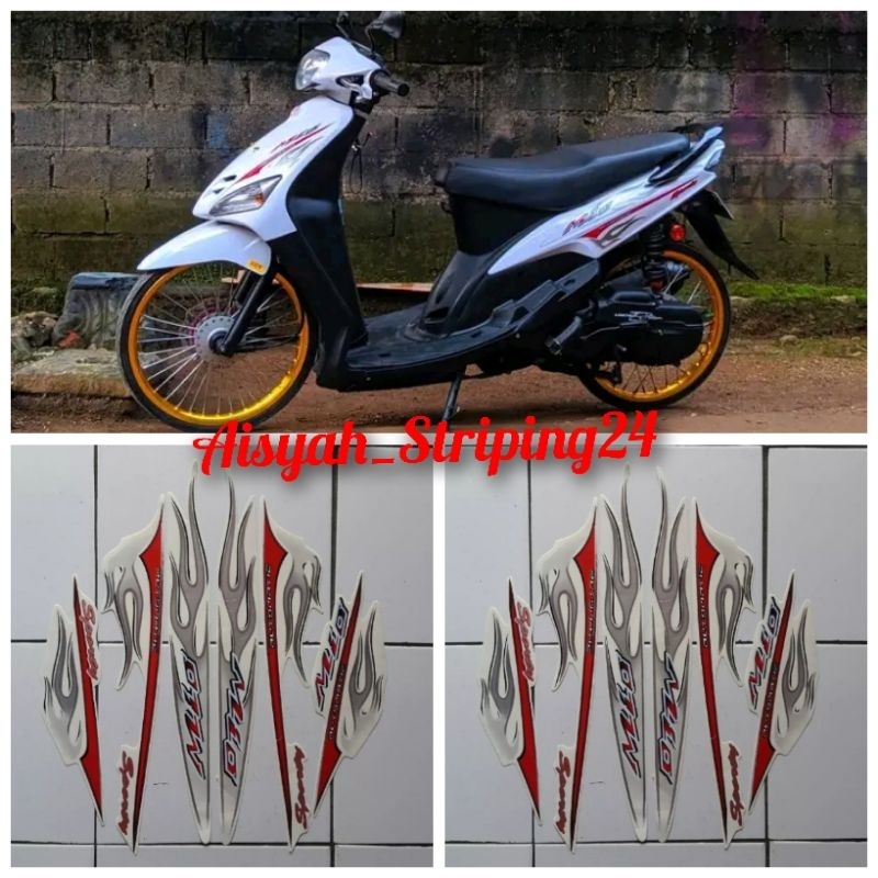 Jual STIKER STRIPING LIS BODY MIO SPORTY TAHUN 2006 MIO API WARNA PUTIH ...