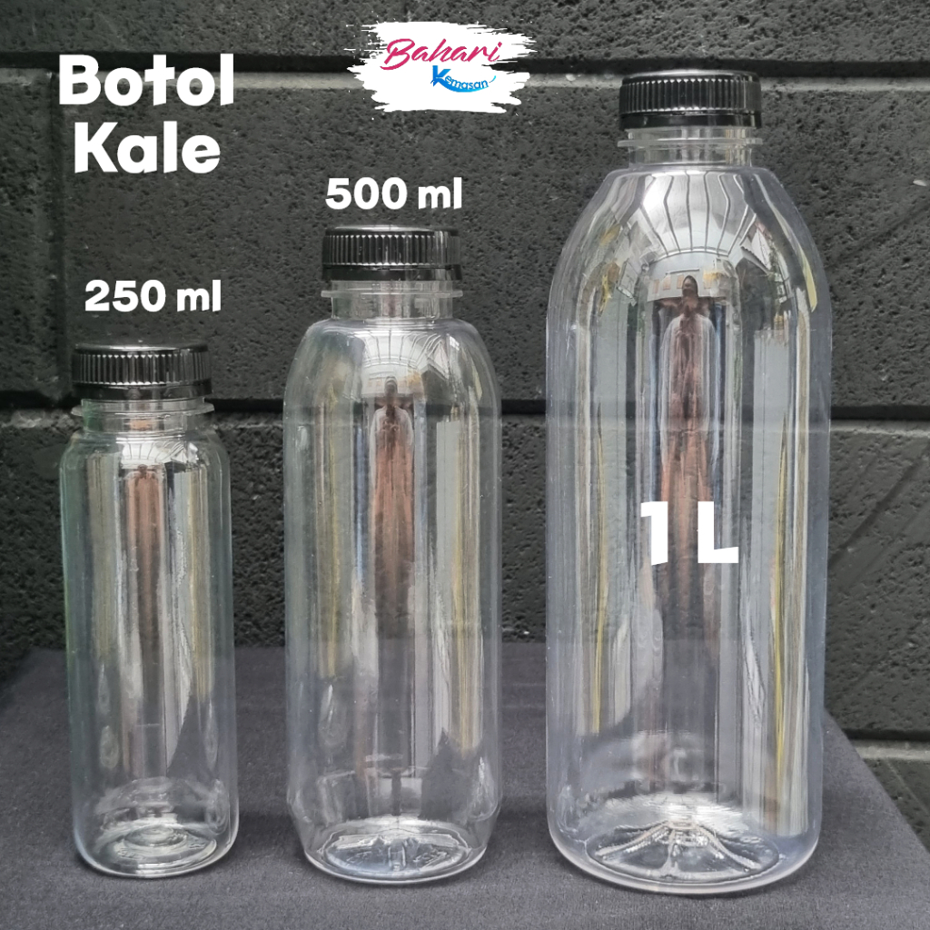 Jual botol kale 250ml 500ml 1 Liter tebal gram tutup hitam putih ...