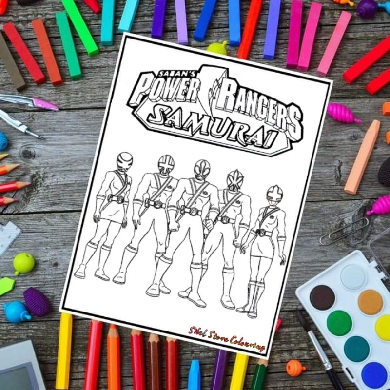 Jual Kertas Mewarnai Gambar Anak Tema Power Rangers Samurai / Kertas ...